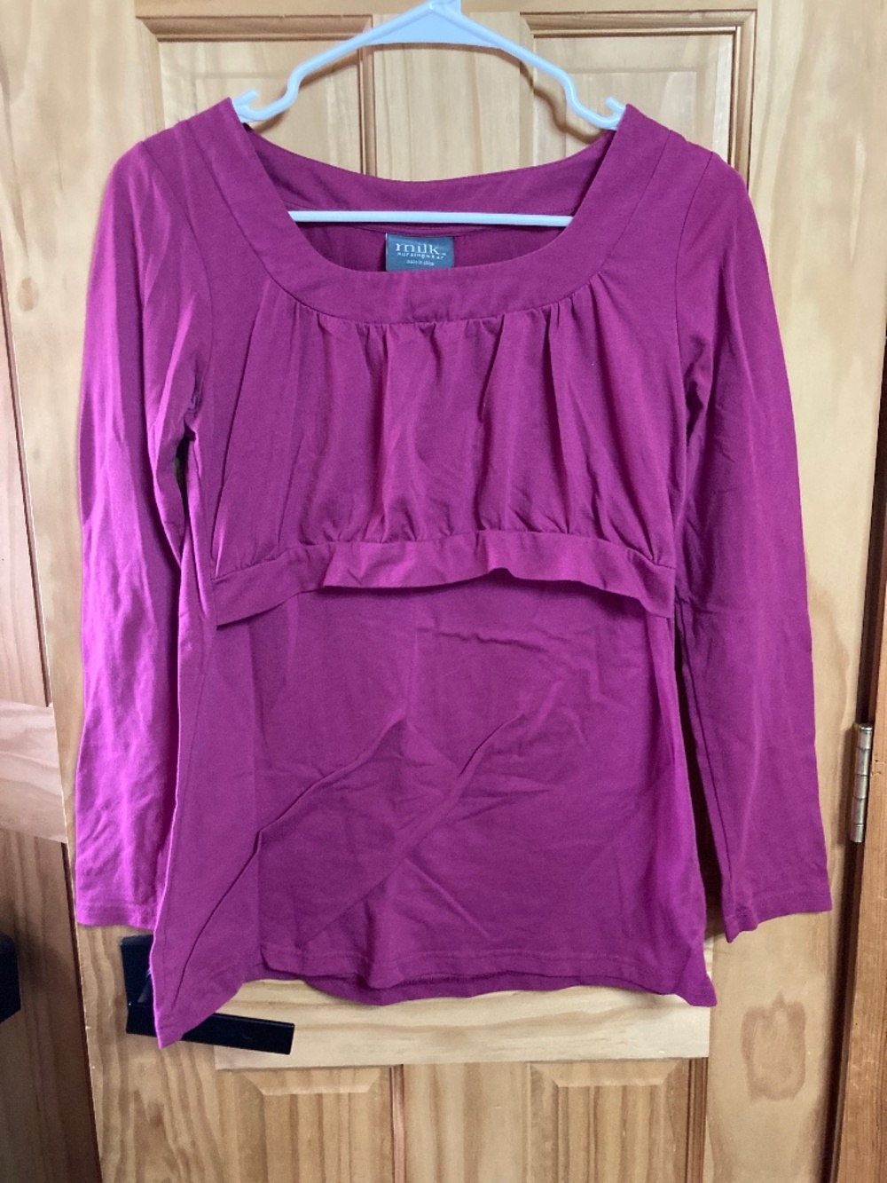 Milk Nursingwear Top EUC Small Nursing Blouse Purple Long Sleeve Baby Magenta